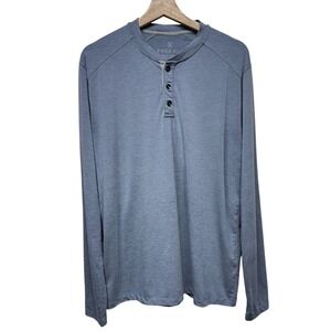 Free‎ Fly Henley Shirt Men Sz Large Blue Bamboo Performance Long Sleeve Stretch